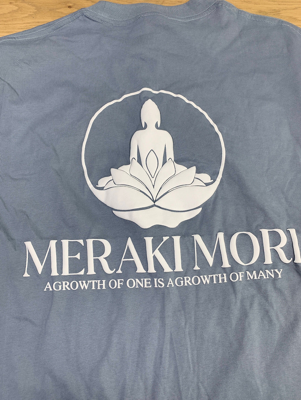 Meraki Mori Haze Blue Tee (White Logo)