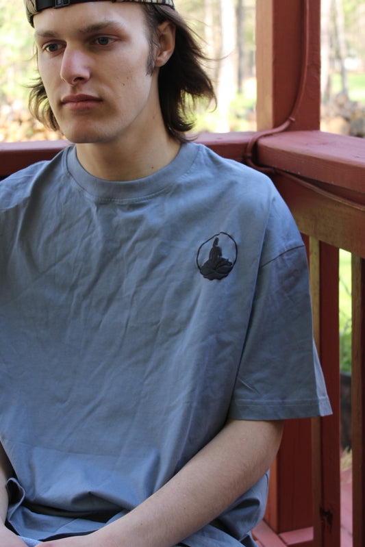 Meraki Mori Haze Blue Tee (Black Logo)